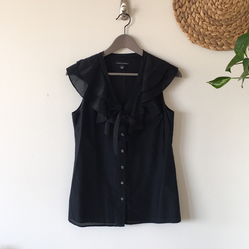 Banana Republic Black Ruffle Blouse